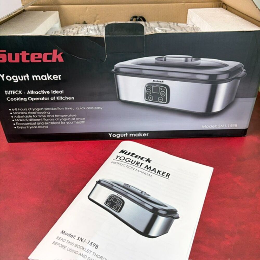 Suteck SNJ-159B Digital Yogurt Maker 8 Glass Jars Timer Temp Control Open Box